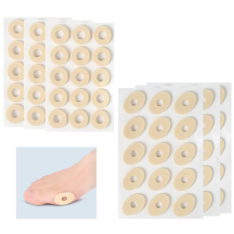 Funngy Corn Cushions,90 PCS Soft Latex Foam Corn Plasters for Feet Self-Adhesive Callus Pads Anti-Friction Corn & Bunion Cushions for Toes Heel Pain Relief Waterproof Corn Remover for Men & Women